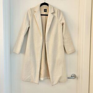 Zara Cream Lapel Open Front Lightweight Trench Coat Ivory Off White Size S